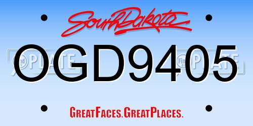 OGD9405 South Dakota License Plate