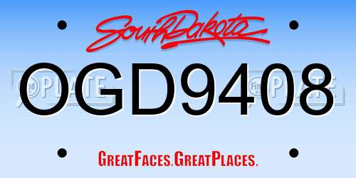 OGD9408 South Dakota License Plate