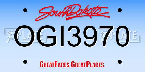 OGI3970 South Dakota License Plate