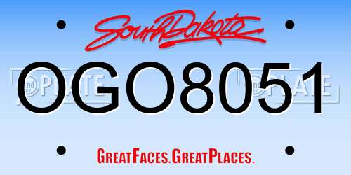 OGO8051 South Dakota License Plate