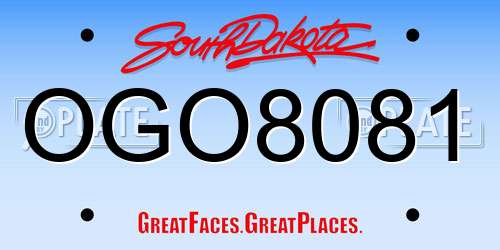 OGO8081 South Dakota License Plate