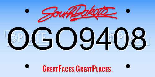 OGO9408 South Dakota License Plate