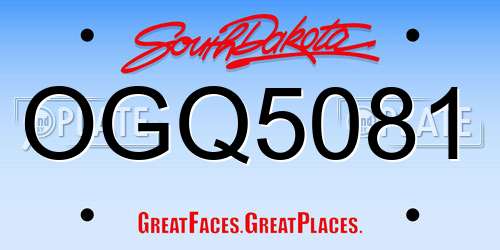 OGQ5081 South Dakota License Plate