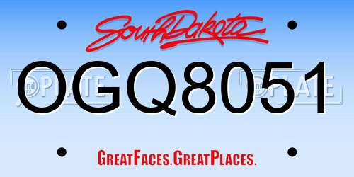 OGQ8051 South Dakota License Plate