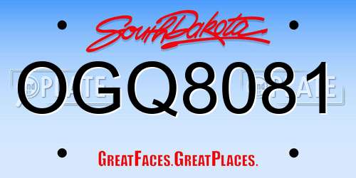 OGQ8081 South Dakota License Plate