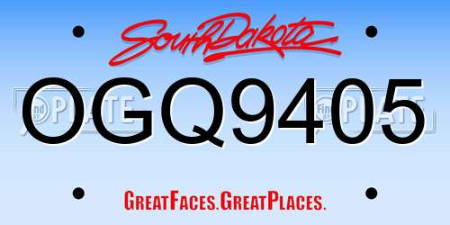 OGQ9405 South Dakota License Plate