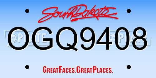 OGQ9408 South Dakota License Plate