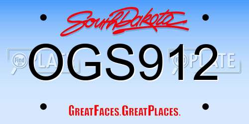 OGS912 South Dakota License Plate
