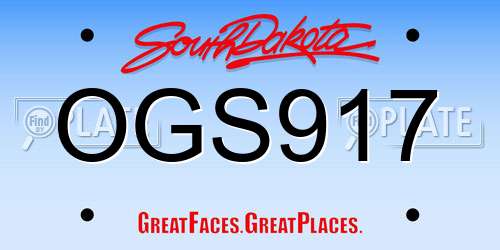 OGS917 South Dakota License Plate