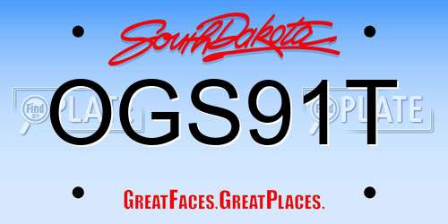 OGS91T South Dakota License Plate