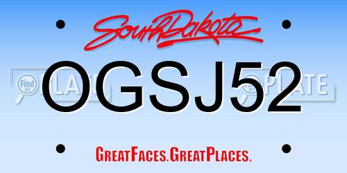 OGSJ52 South Dakota License Plate