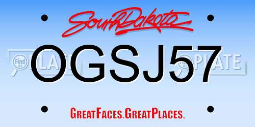 OGSJ57 South Dakota License Plate