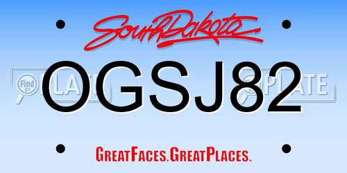OGSJ82 South Dakota License Plate