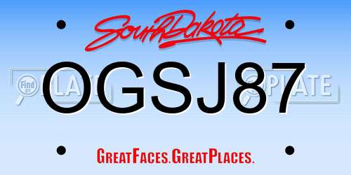 OGSJ87 South Dakota License Plate
