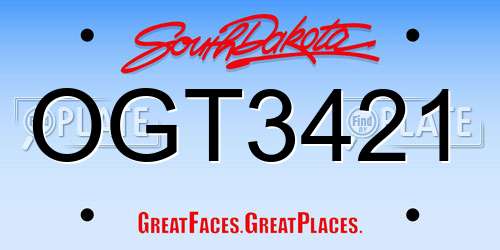 OGT3421 South Dakota License Plate