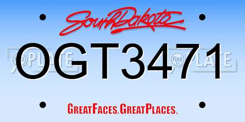 OGT3471 South Dakota License Plate