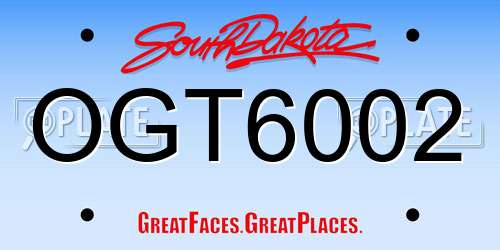 OGT6002 South Dakota License Plate