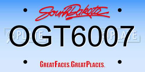 OGT6007 South Dakota License Plate