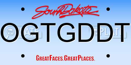 OGTGDDT South Dakota License Plate