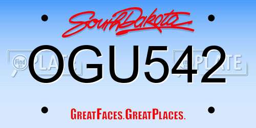OGU542 South Dakota License Plate