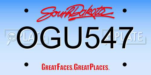 OGU547 South Dakota License Plate