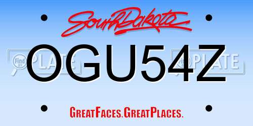 OGU54Z South Dakota License Plate