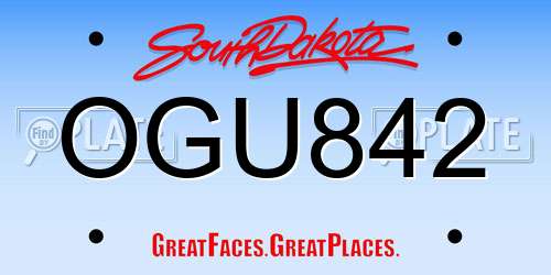 OGU842 South Dakota License Plate