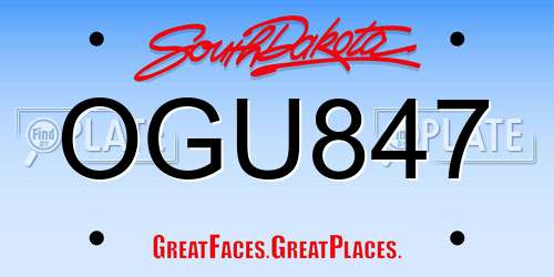 OGU847 South Dakota License Plate