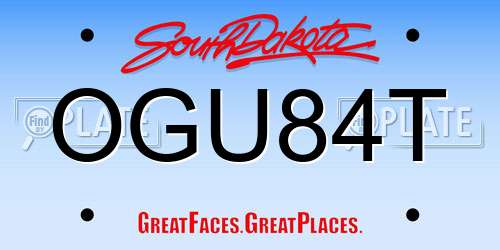 OGU84T South Dakota License Plate