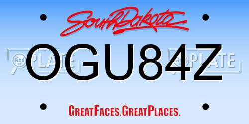 OGU84Z South Dakota License Plate