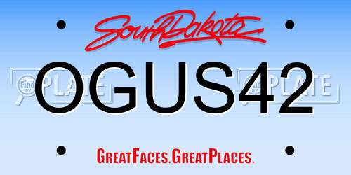 OGUS42 South Dakota License Plate