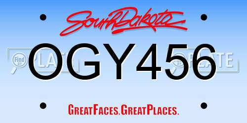 OGY456 South Dakota License Plate