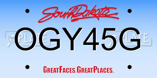 OGY45G South Dakota License Plate