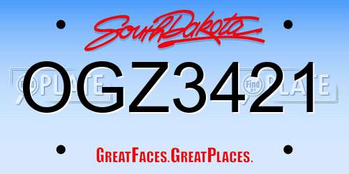 OGZ3421 South Dakota License Plate