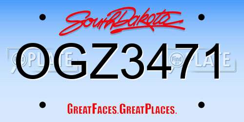 OGZ3471 South Dakota License Plate