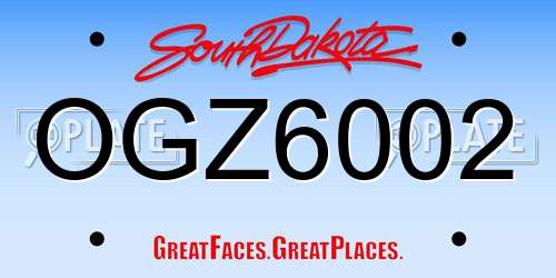 OGZ6002 South Dakota License Plate