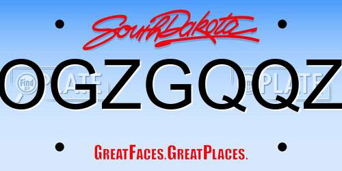 OGZGQQZ South Dakota License Plate