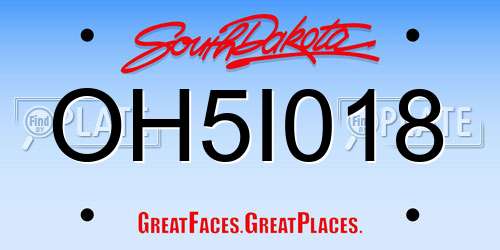 OH5I018 South Dakota License Plate