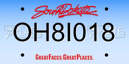 OH8I018 South Dakota License Plate