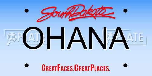OHANA South Dakota License Plate