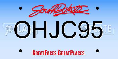 OHJC95 South Dakota License Plate