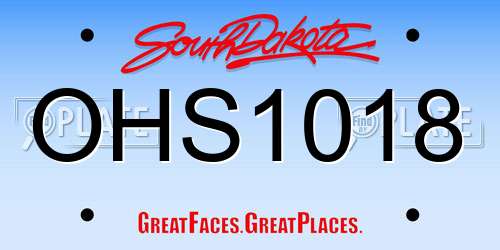 OHS1018 South Dakota License Plate