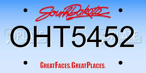 OHT5452 South Dakota License Plate