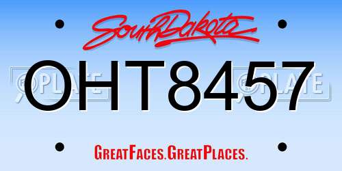 OHT8457 South Dakota License Plate