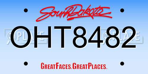 OHT8482 South Dakota License Plate