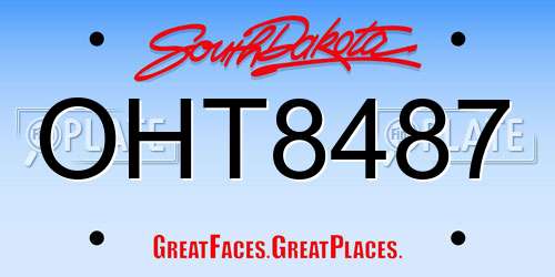 OHT8487 South Dakota License Plate