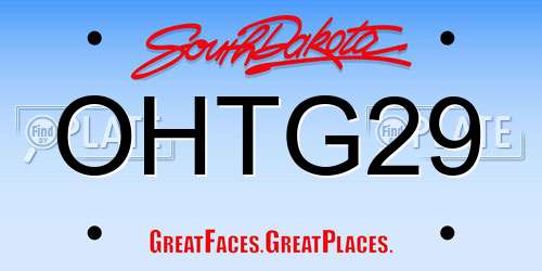 OHTG29 South Dakota License Plate