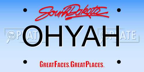 OHYAH South Dakota License Plate