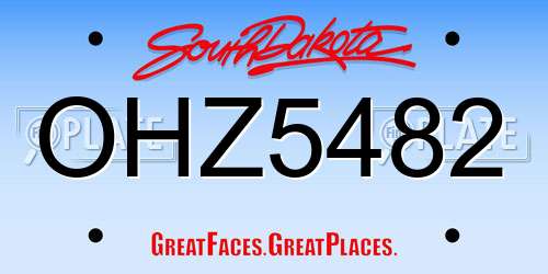OHZ5482 South Dakota License Plate