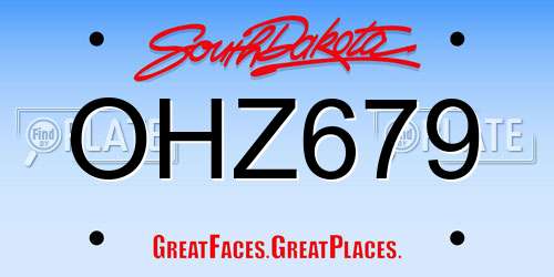 OHZ679 South Dakota License Plate